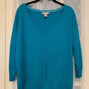 Banana Republic 3/4 sleeve teal sweater